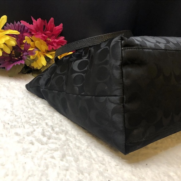 Coach 33475 Ward Signature Black Nylon Tote Bag With Leather Handles - Picture 9 of 16